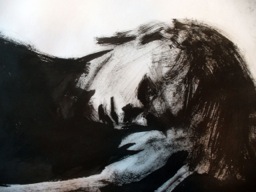 Close-up of Woman on Chair, 2006.  Ink on paper.  18